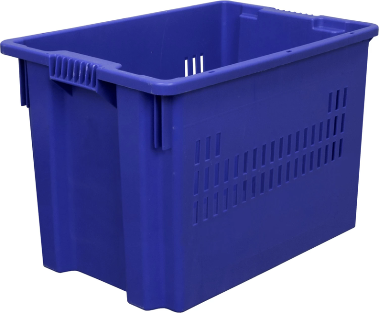 Ящик 600х400х400 дно сплошное, стенки перфорированные синий купить в Волгограде