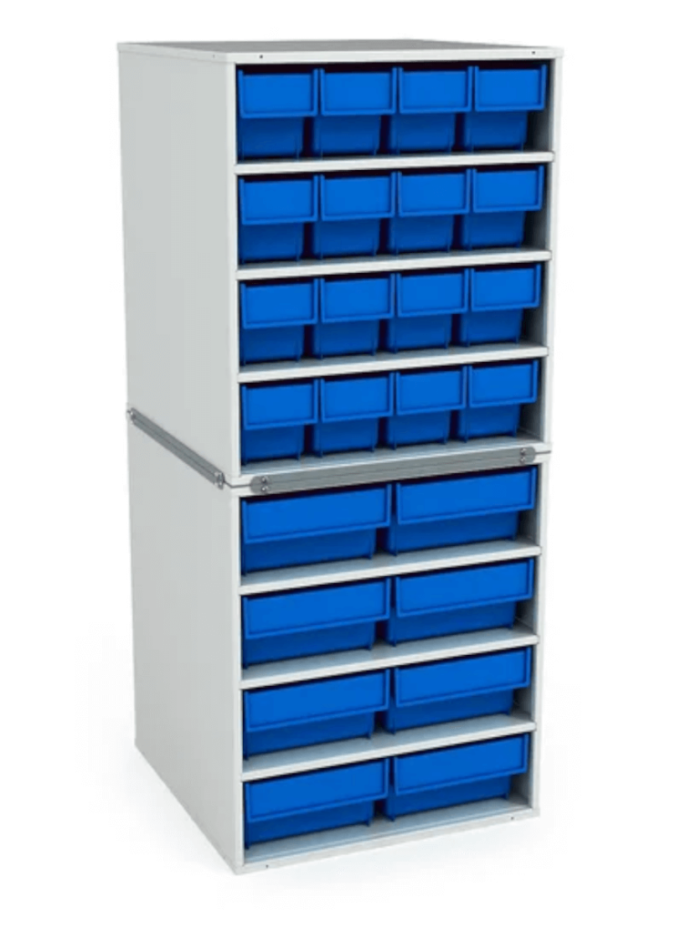 Стационарная кассетница ДиКом (на 2 яруса) с синими ящиками купить в Волгограде Стационарная кассетница ДиКом (на 2 яруса) с синими ящиками купить в Волгограде