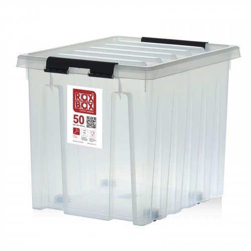 Контейнер Rox Box Original 50 (500х390х390 мм с крышкой и клипсами, на роликах, прозрачный) купить в Волгограде
