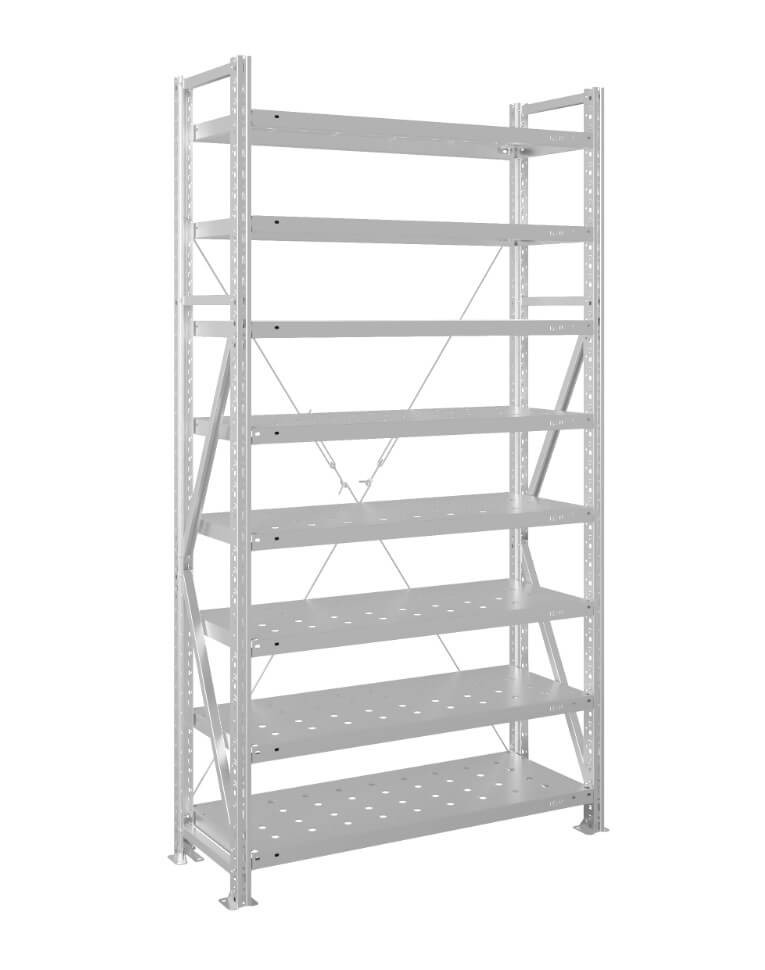 Стеллаж MS U 3000x700x500 8 полок (350 кг, перф) купить в Волгограде Стеллаж MS U 3000x700x500 8 полок (350 кг, перф) купить в Волгограде