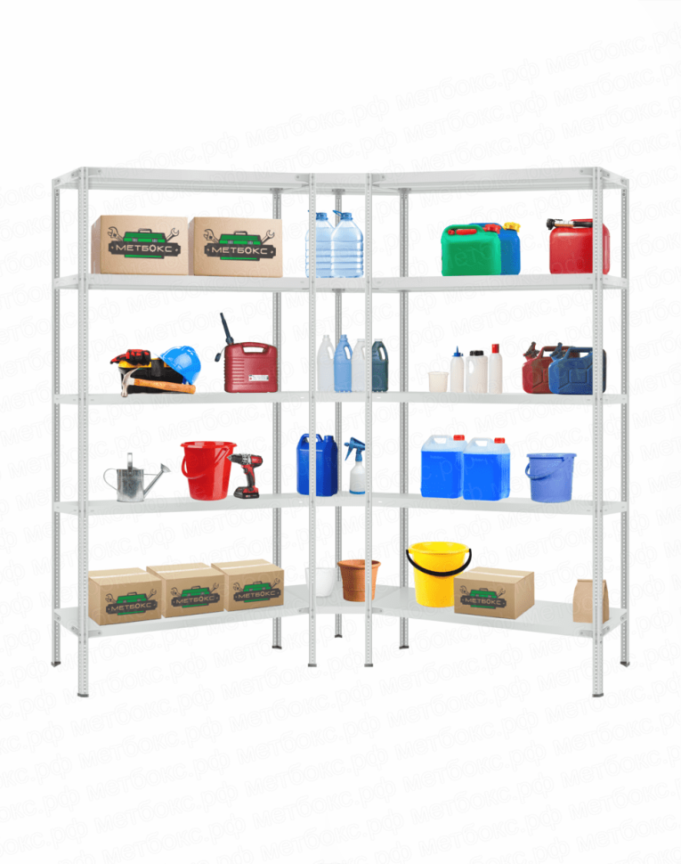 Стеллаж угловой 2000х1500х1500 (5 ярусов глубиной 300мм) купить в Волгограде Стеллаж угловой 2000х1500х1500 (5 ярусов глубиной 300мм) купить в Волгограде